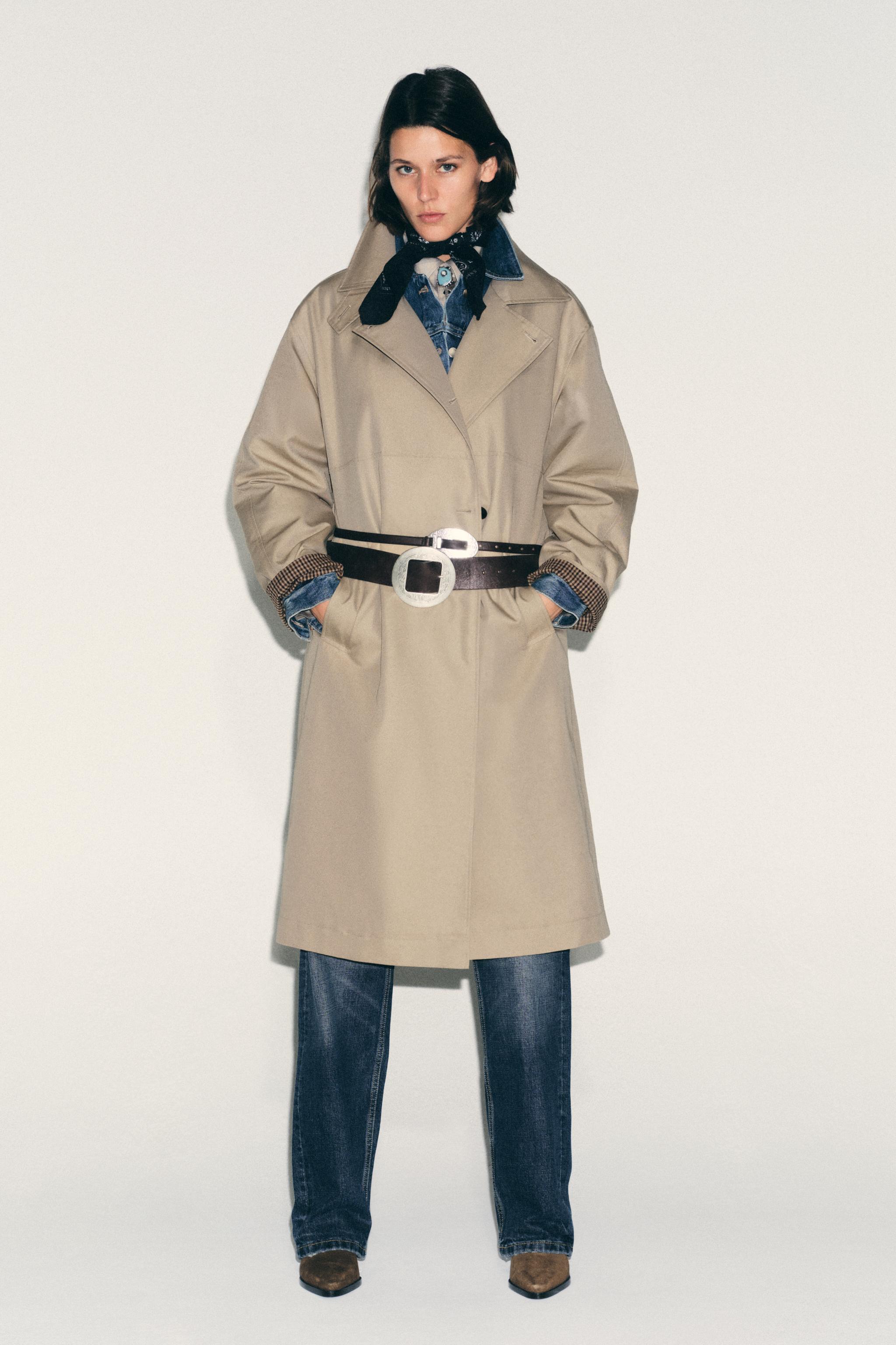 Тренч с водоотталкивающим покрытием и поясом — ZARA